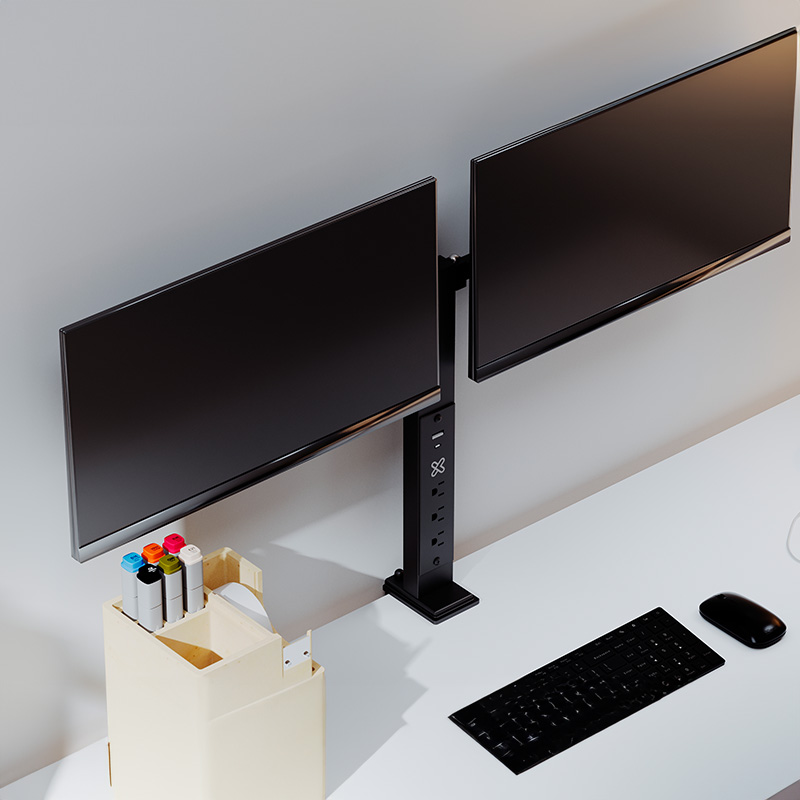 Klip Xtreme - Desktop to monitor mounting kit - With power strip