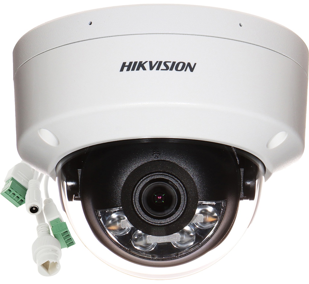 Hikvision 4MP Cámara de red tipo domo fija híbrida inteligente Acusense - Micrófono incorporado - 4MP