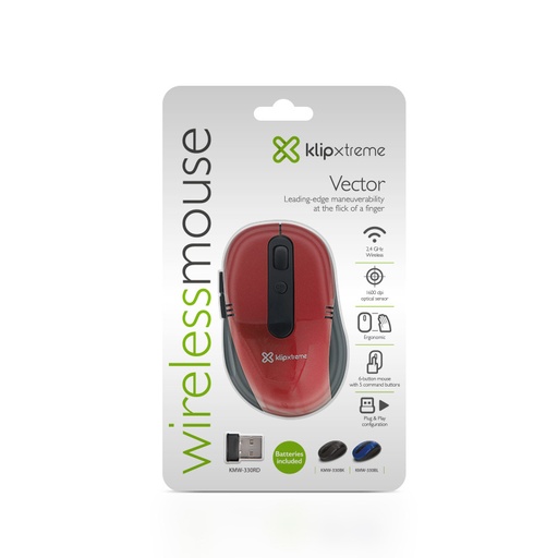 [KMW-330RD] Klip Xtreme KMW-330 Vector - Ratón - ergonómico